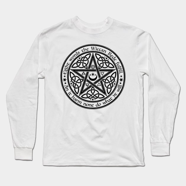 Wiccan Pentagram Long Sleeve T-Shirt by RavenWake